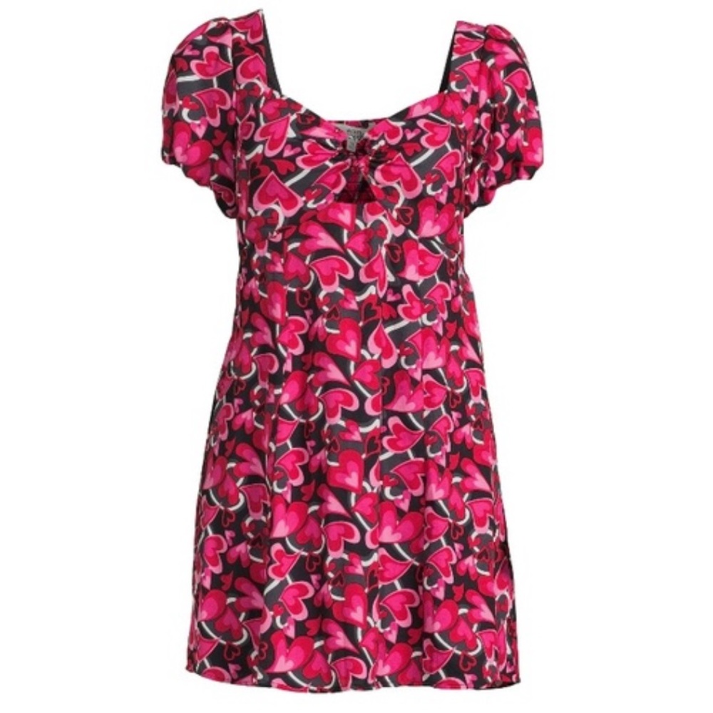 Madden NYC Queen of Hearts Sweetheart Mini Dress Pink Black White Sz M